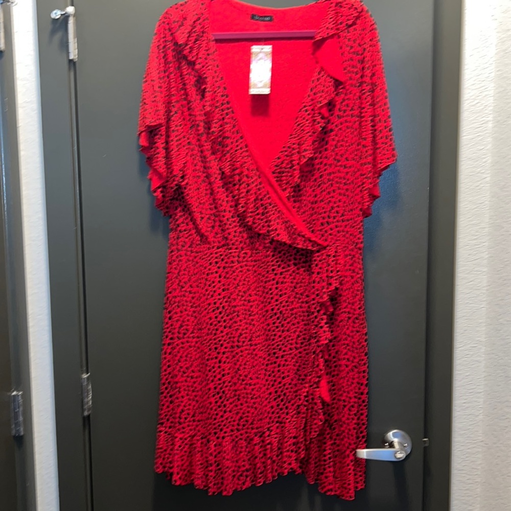 Boo-boo size 24 red plus size ruffle tea dress